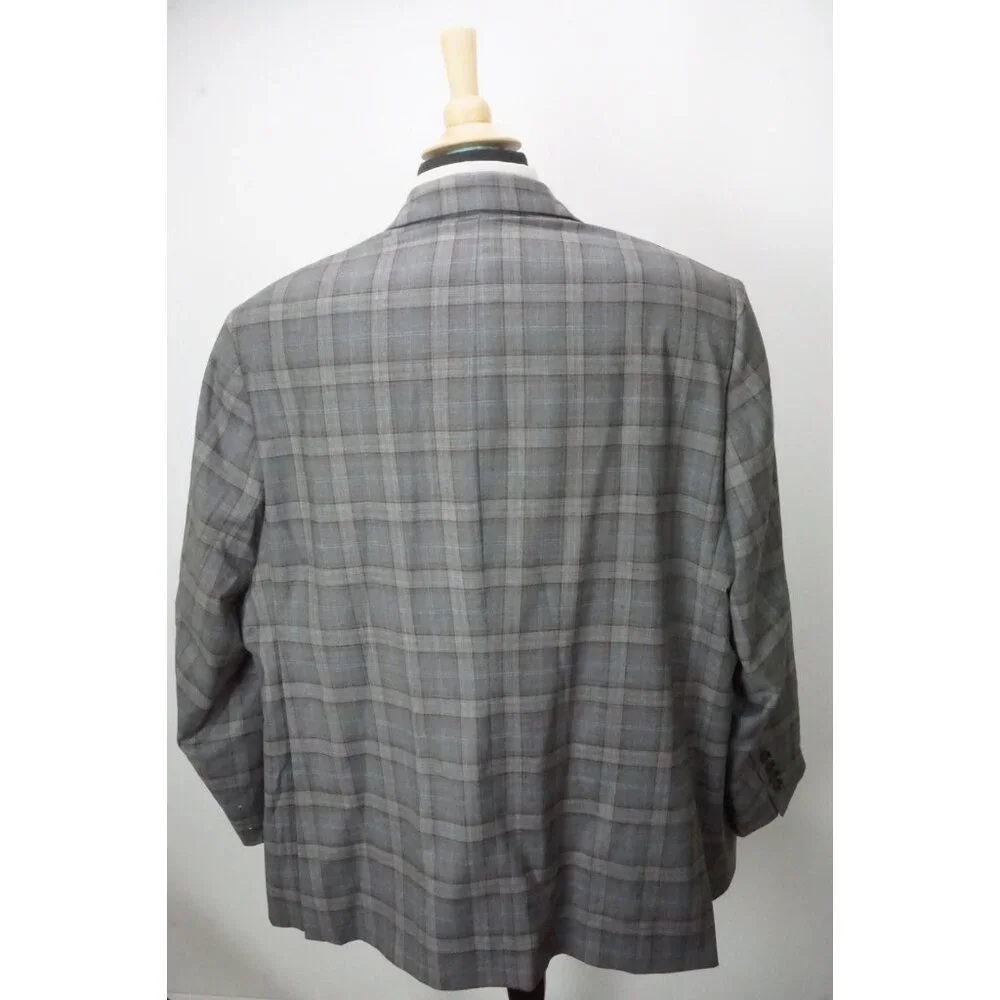 Coppley Rich Reda S130Wool Gray Blue Plaid Sport Coat Jacket 51R BRAND NEW BIG
